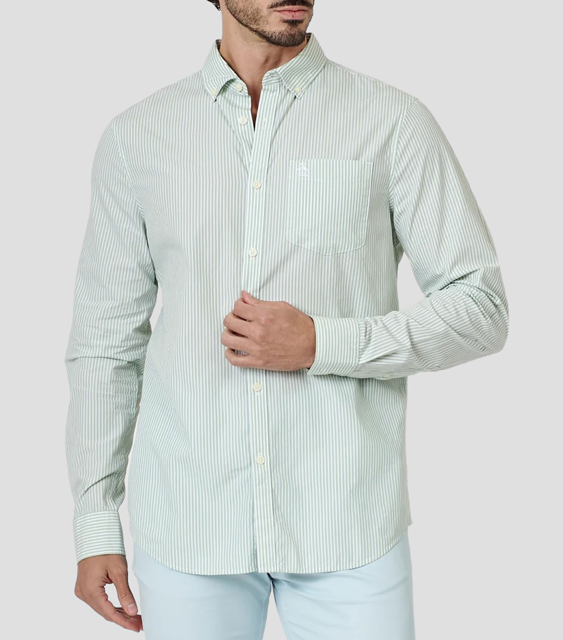 Camisa rayas manga larga Hombre